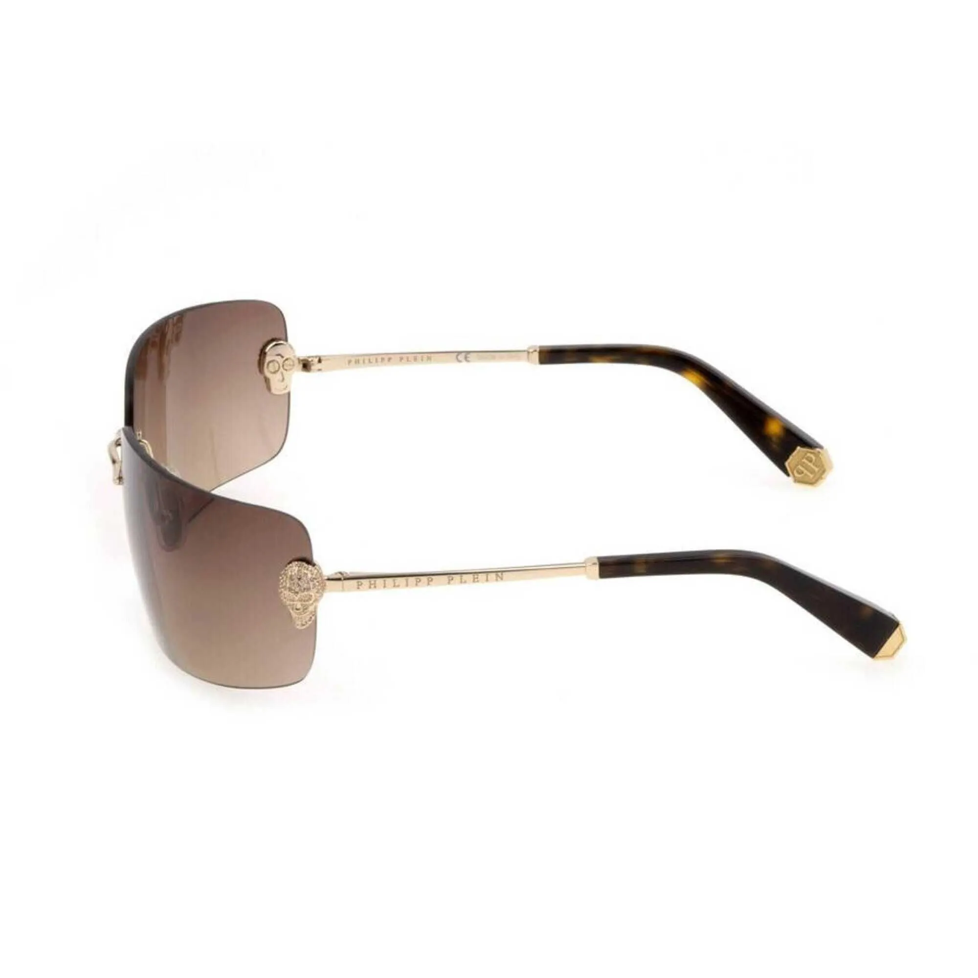 Philipp Plein Women's Sunglasses - Brown Rectangular Shape Metal Frame | SPP027S 300Y