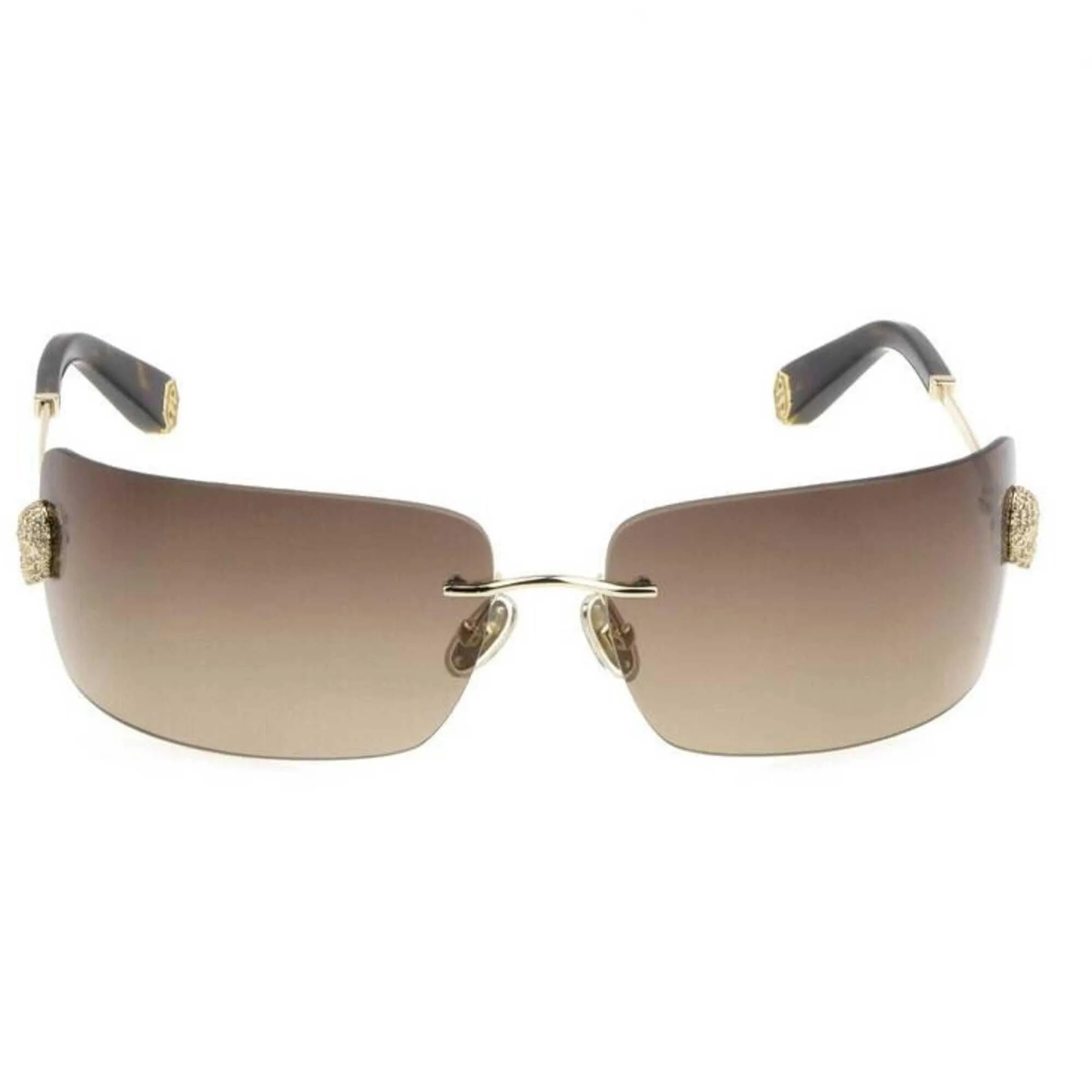 Philipp Plein Women's Sunglasses - Brown Rectangular Shape Metal Frame | SPP027S 300Y