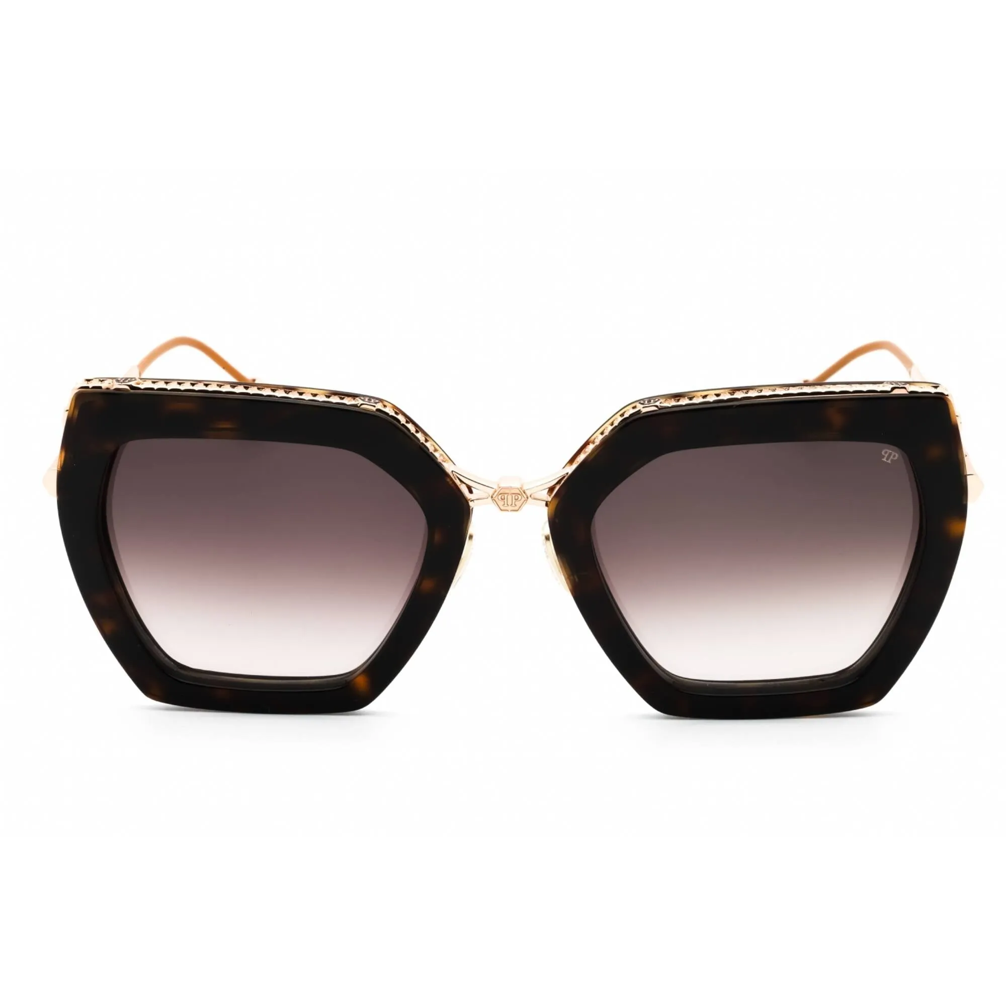 Philipp Plein Women's Sunglasses - Shiny Dark Havana Butterfly Frame | SPP097S 0722