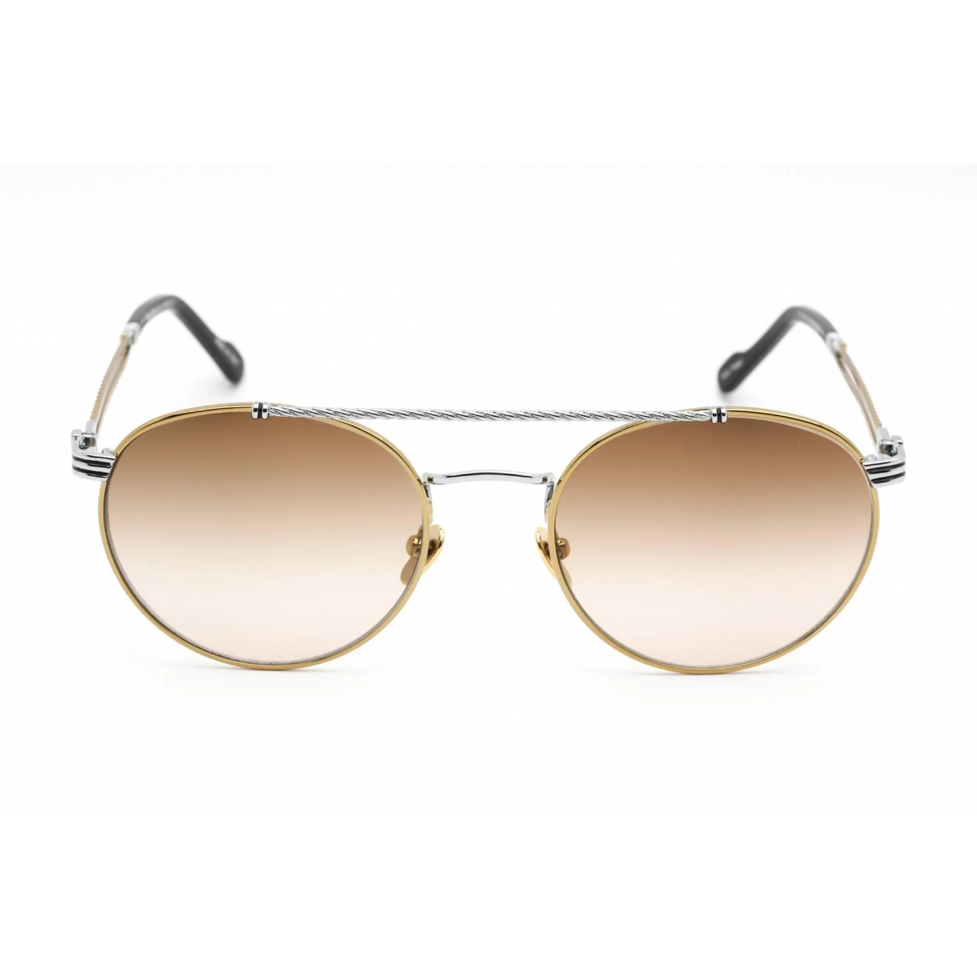 Porta Romana Unisex Sunglasses - Full Rim Silver Gold Metal Aviator | Mod. 12 12A2