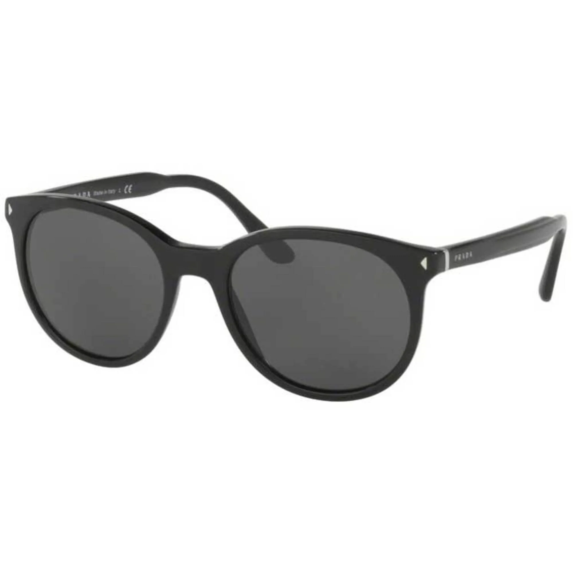 Prada Men's Sunglasses - Black Round Frame Dark Grey Lens | PRADA 0PR 06TS 1AB5S053