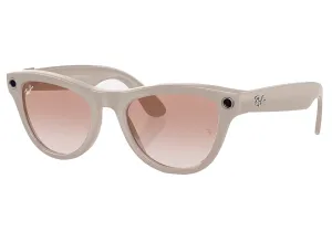 Ray-Ban Meta Skyler in Shiny Chalk Grey w/ Cinnamon Pink Gradient Lenses xld