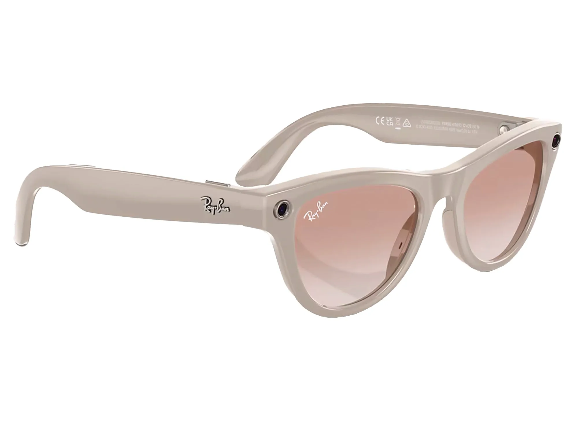 Ray-Ban Meta Skyler in Shiny Chalk Grey w/ Cinnamon Pink Gradient Lenses xld