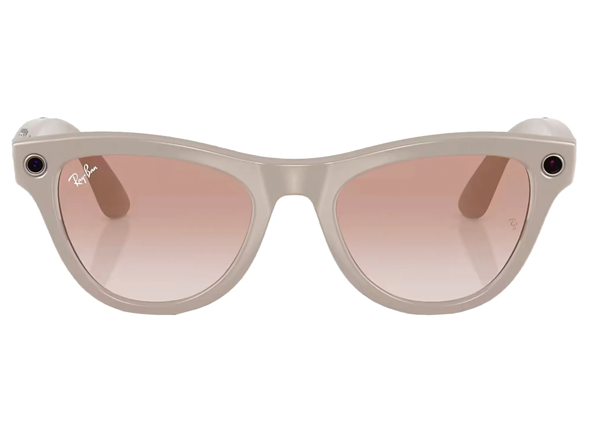 Ray-Ban Meta Skyler in Shiny Chalk Grey w/ Cinnamon Pink Gradient Lenses xld