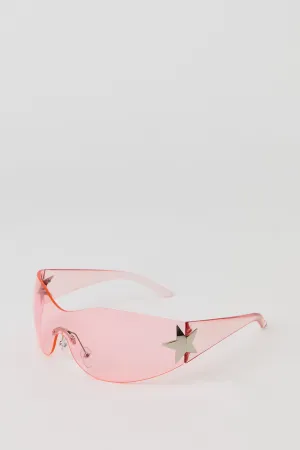 Star Rimless Y2K Shield Sunglasses