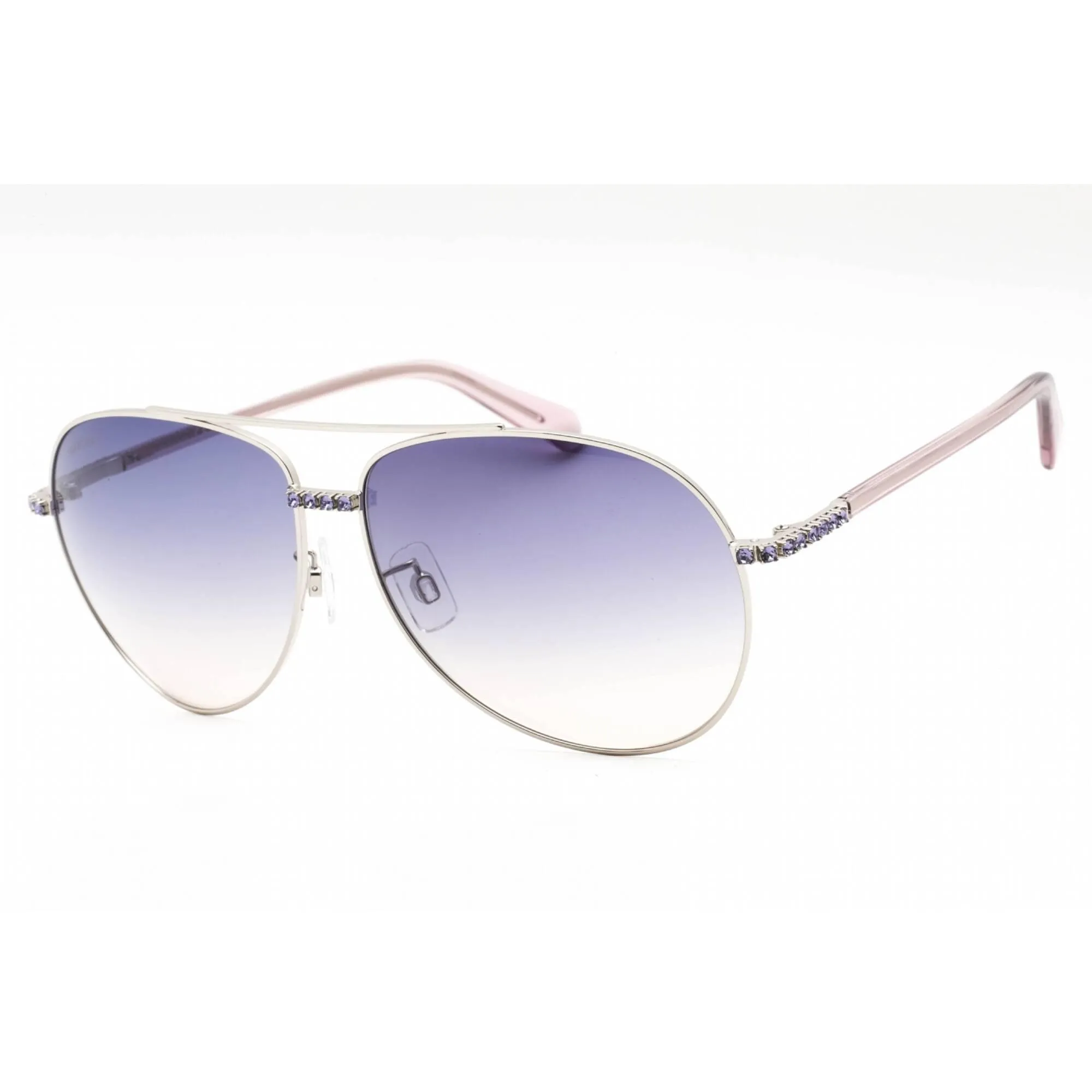 Swarovski Women's Sunglasses - Full Rim Shiny Palladium Metal Aviator | SK0343-H 16Z