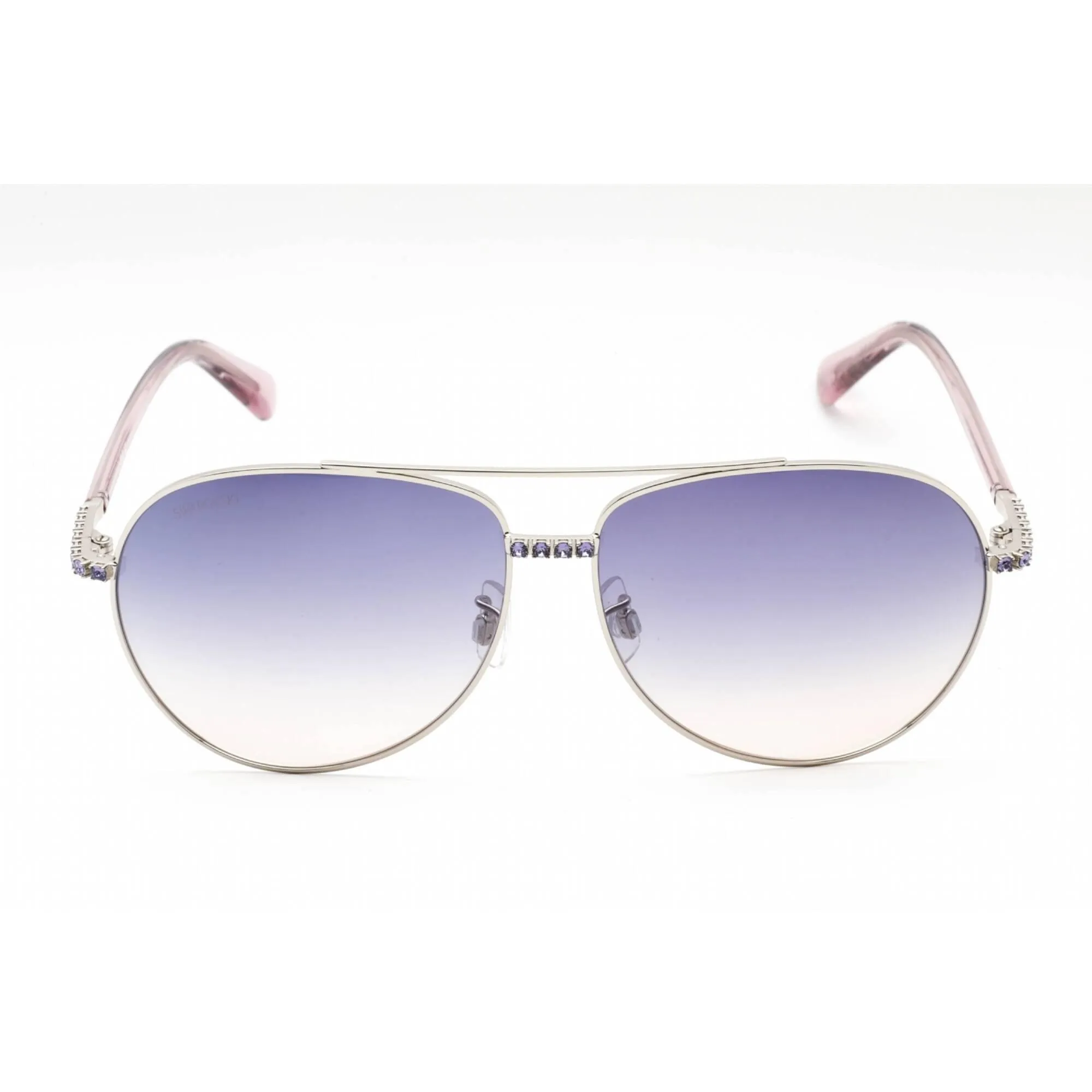 Swarovski Women's Sunglasses - Full Rim Shiny Palladium Metal Aviator | SK0343-H 16Z