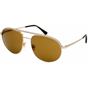 Tom Ford Men's Sunglasses - Matte Rose Gold Metal Aviator Full Rim Frame | FT0772 29E