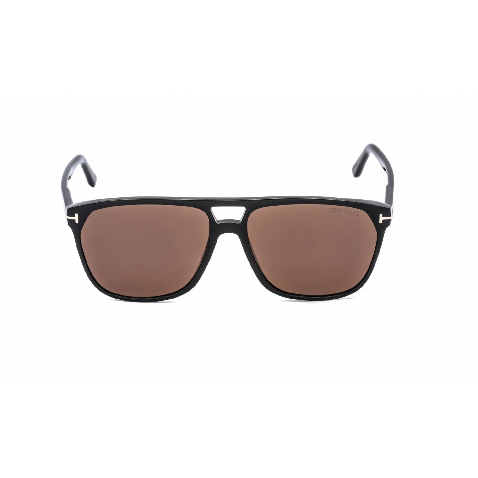 Tom Ford Men's Sunglasses - Shiny Black Metal Pilot Frame Brown Lens | FT0679 01E