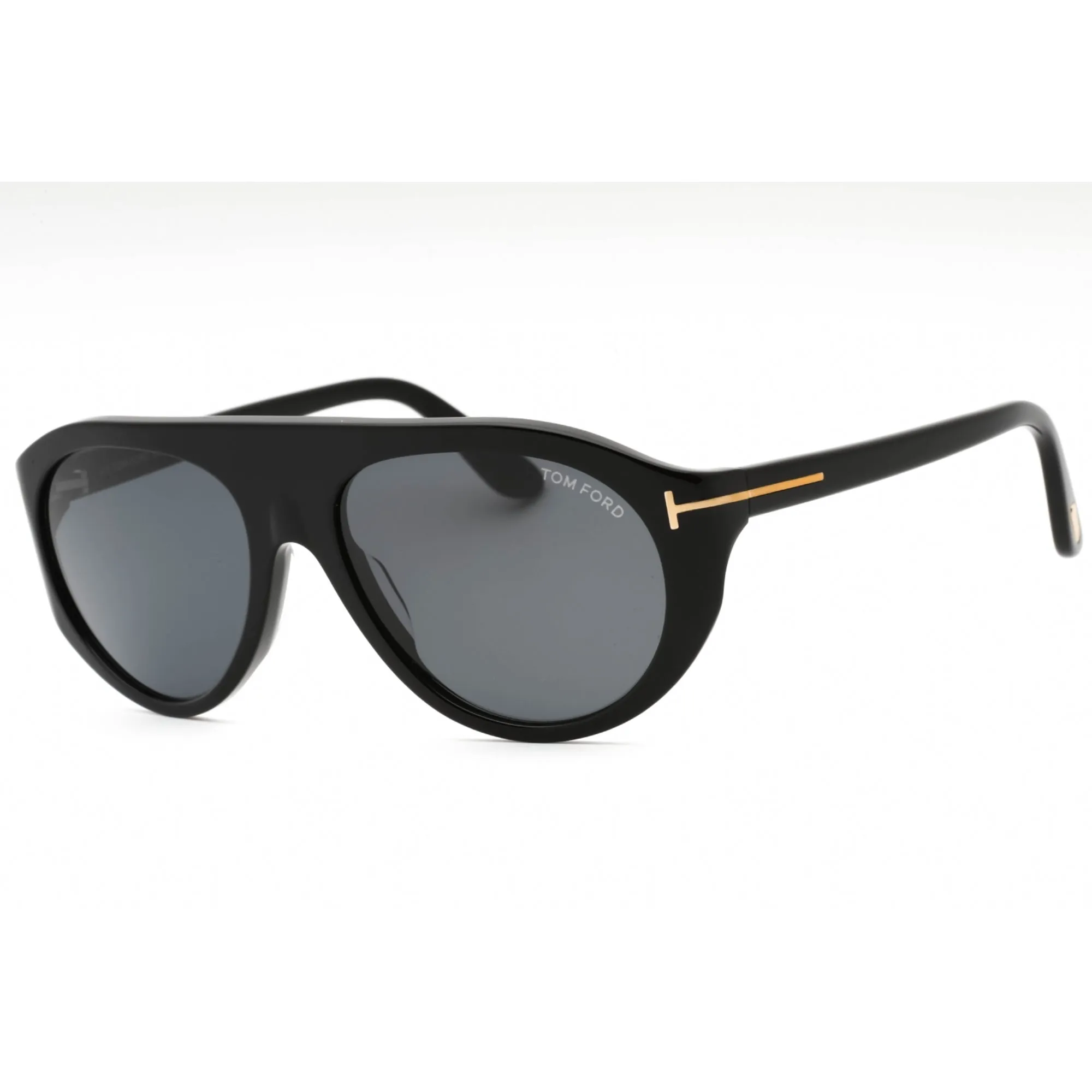 Tom Ford Men's Sunglasses - Shiny Black Plastic Oval Full Rim Shape Frame | FT1001 01A
