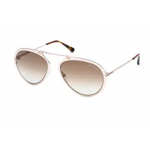 Tom Ford Men's Sunglasses - Shiny Rose Gold Metal Pilot 55mm Frame | FT0508 28F