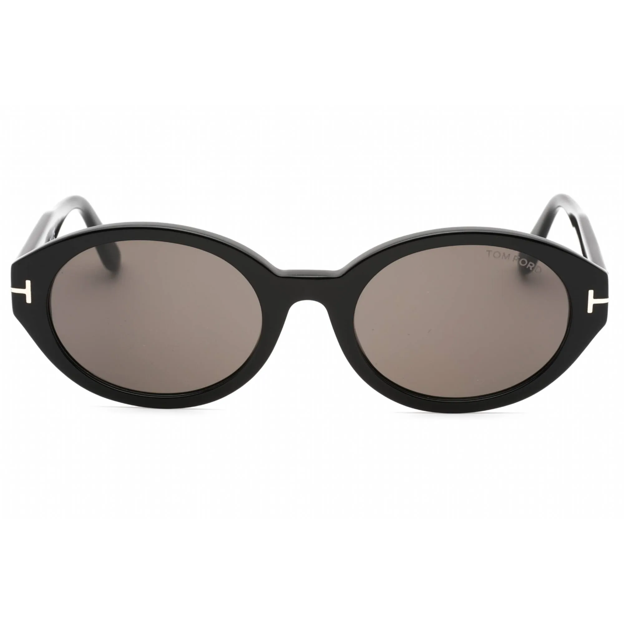 Tom Ford Women's Sunglasses - Shiny Black Plastic Oval Frame Smoke Lens | FT0916 01A