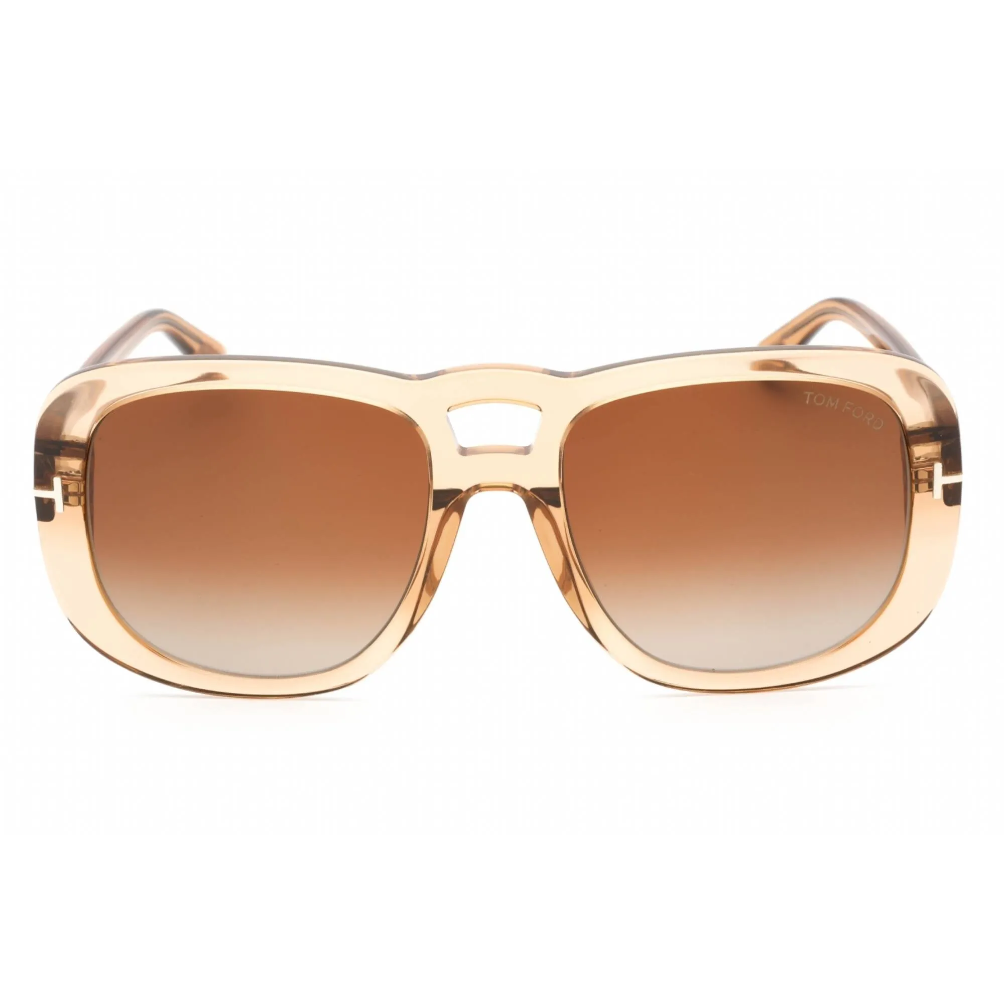 Tom Ford Women's Sunglasses - Shiny Light Brown Plastic Pilot Shape Frame | FT1012 45F