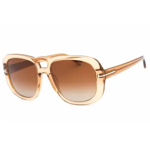 Tom Ford Women's Sunglasses - Shiny Light Brown Plastic Pilot Shape Frame | FT1012 45F